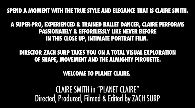 Claire Smith Ballet Video Credits Text Zach Surp