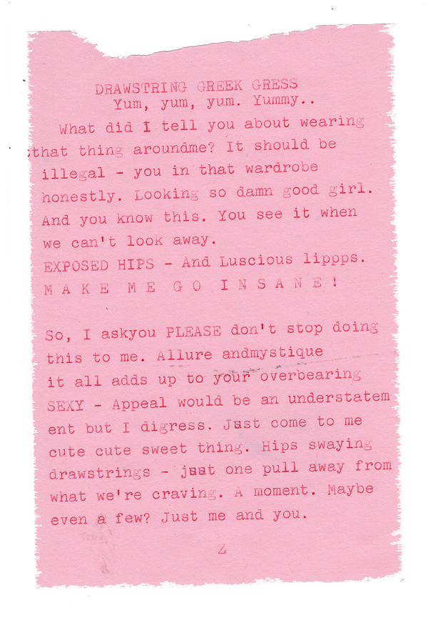 "Drawstring" - Poetry by Zach Surp written on a typewriter